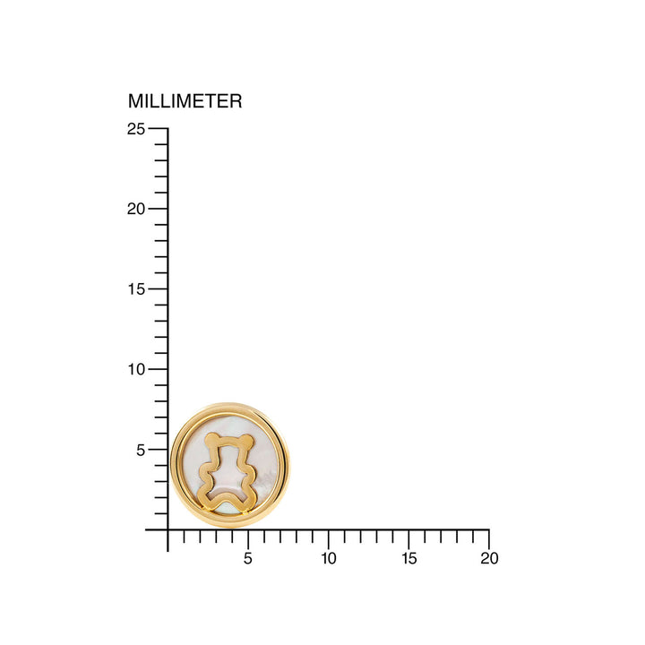Pendientes niña redondo Oso con nacar (9Kts)