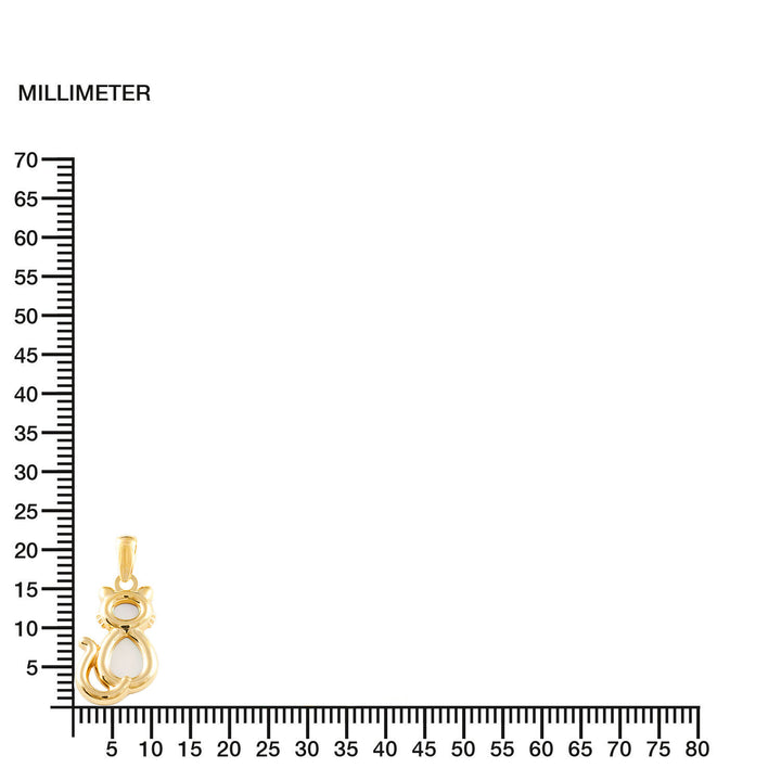 Colgante niña Gato con fondo nacar (9Kts)